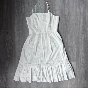Gianni Bini White Ruffle Hem Midi Dres